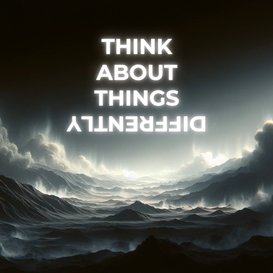 Ontdek innovatie met 'Think about things ɥʇuɹǝɟɟᴉp', een unieke draai aan denken die uitdaagt tot creatief en onconventioneel perspectief.